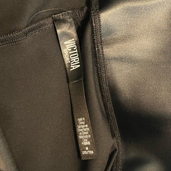 Victoria’s Secret Sport Black Faux Leather Contrast Panel Leggings • Medium - Picture 6 of 9